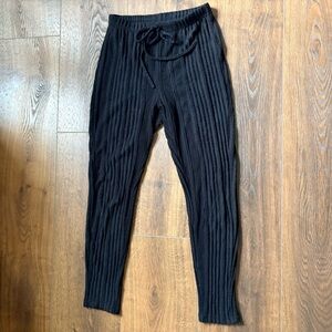 SHEIN Textured Rib Knit Drawstring Lounge Pants Black S